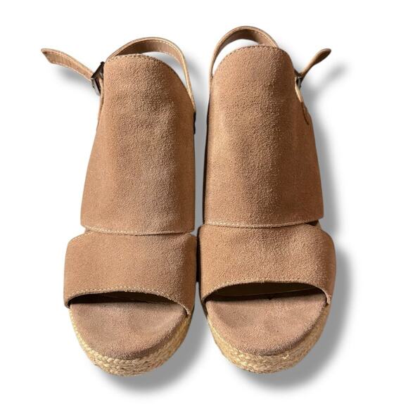 Vince Camuto Espadrille Wedge Sandals Womens Beige Suede Sling Back 10M - Picture 2 of 9